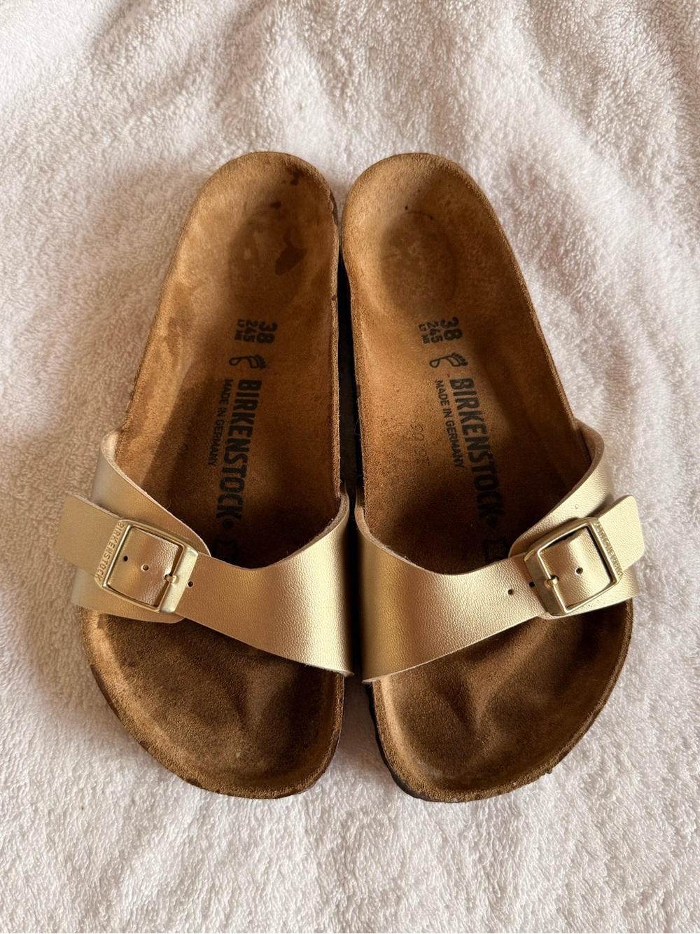Birkenstock Metallic Gold Single Strap Slip-On Sandals